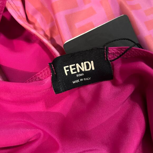 Fendi x Nicki Minaj Pink Prints On Cutout Swimsuit Cut Out Side Monogram Large - Picture 5 of 7